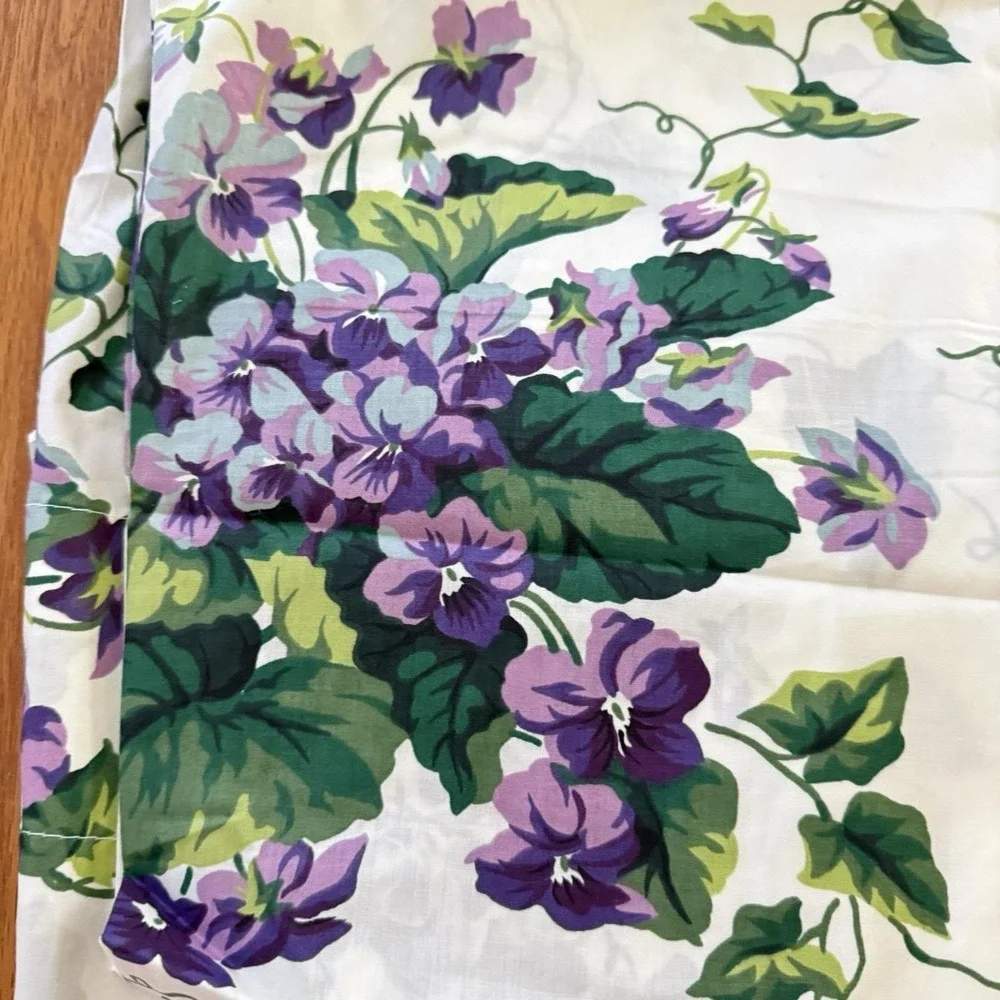 Vtg Waverly Garden Room Drapes Sweet Violets Tailored Window Curtains Pair 84x54